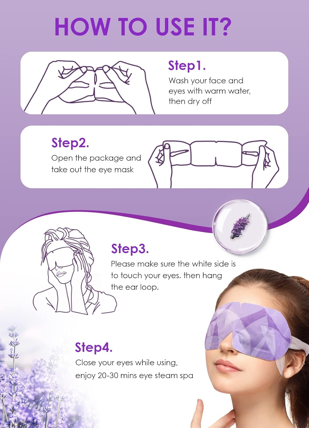 30 PACK Steam Eye Mask for Dry Eyes, Eye Mask Warm Compress 45Mins, Moist Heated Eye Masks for Dark Circles Puffiness Eye Bag, Travel Portable Business Office