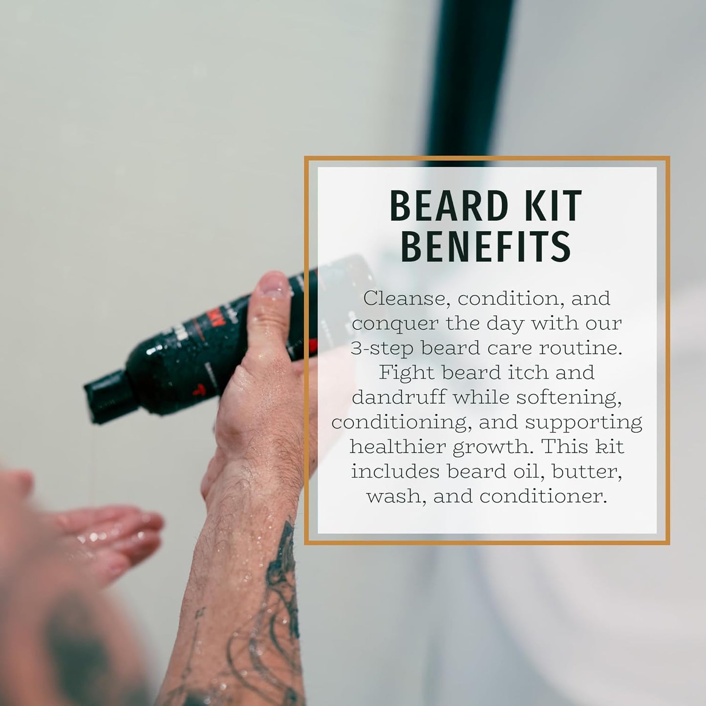 Live Bearded Complete Beard Grooming Kit - Wash, Conditioner, Butter and Oil - Made in the USA with All-Natural Ingredients - Mens Groom Set | American Scent - Cedar, Vetiver, Bergamont