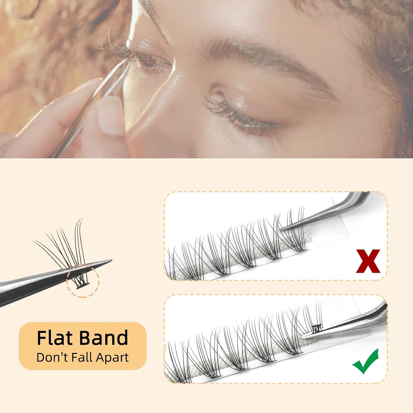 QUEWEL Cluster Lashes 240Pcs Individual Lashes 10D 0.10C Curl 10mm Knot-Free Lash Extensions Clusters Lashes Soft&Natural False Eyelashes Individual DIY Eyelash Extension at Home(10D 0.10C 10)