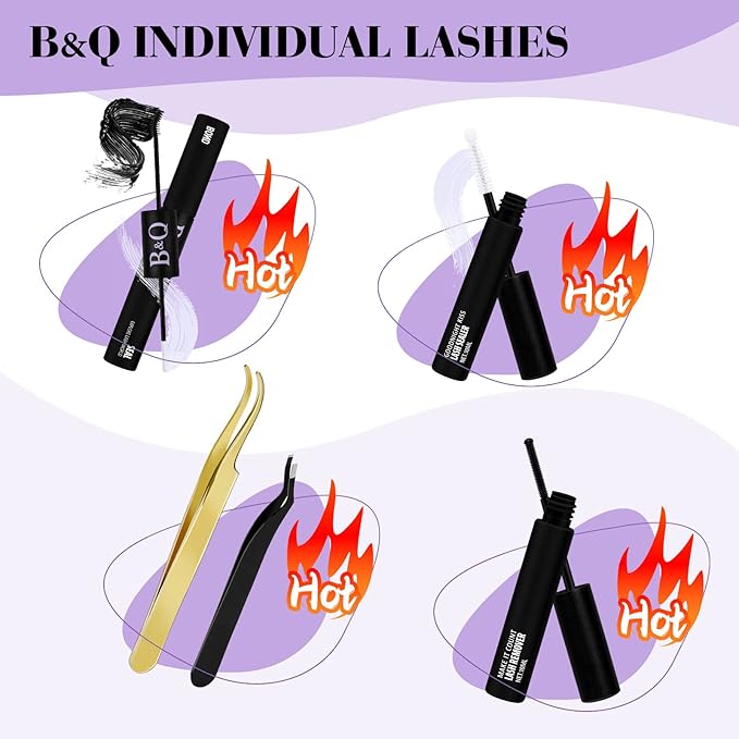 B&Qaugen Manga Lash Clusters DIY Individual Lashes 50D-D-9-16MIX 300 PCS False Eyelash Cluster Manga Cluster 30D 40D 50D D Curl Eyelash Extensions at Home (50D-D,9-16MIX)