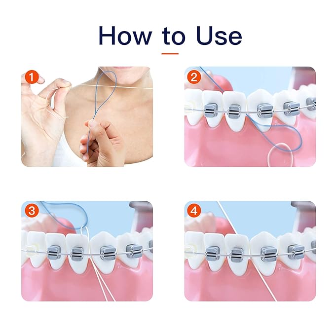 400 Count Floss Threaders for Braces, Bridges, and Implants (8 Packs of 50) - Flexible Nylon Threading Loops - Slim & Durable Dental Floss Helpers for Crowns & Orthodontic Appliances