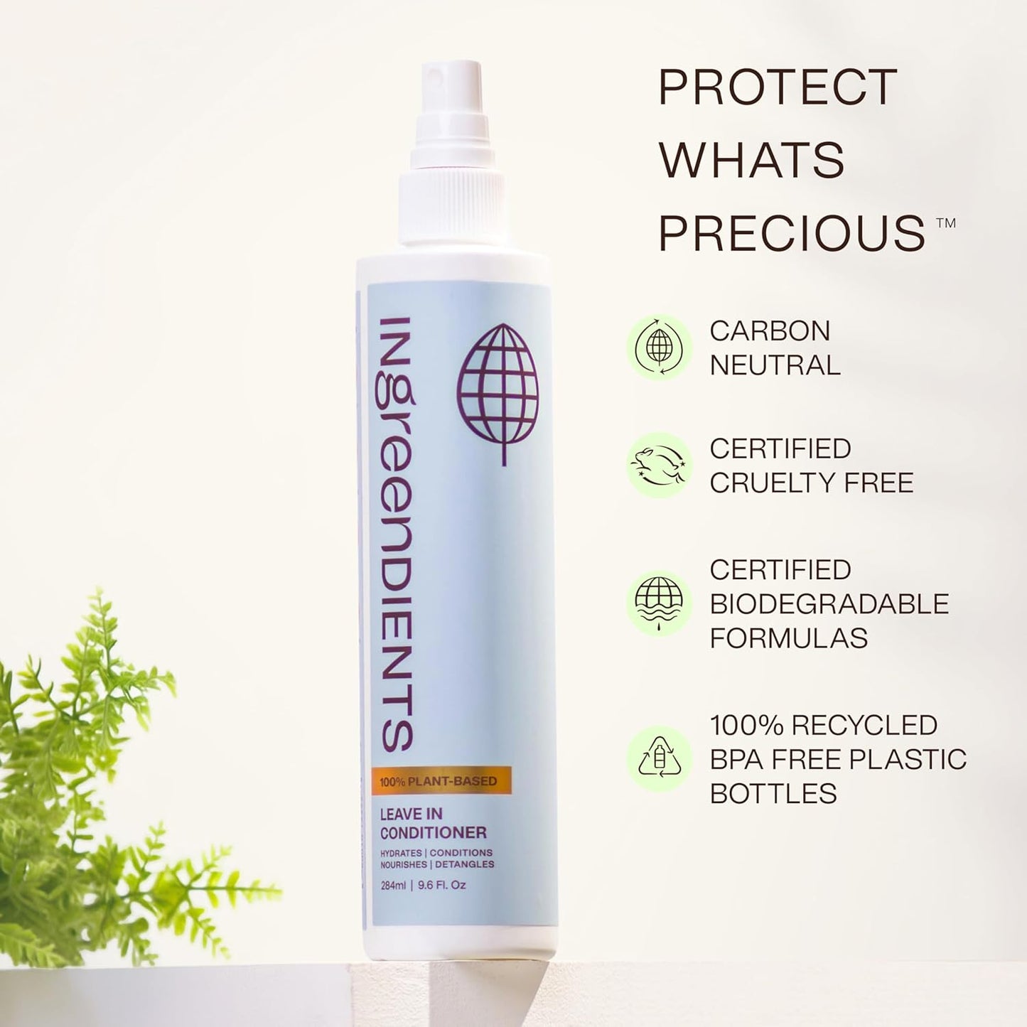 Detangler and Leave In Conditioner made with Organic ingredients - Sulfate-Free, Color-Safe, Silicone-Free, Cruelty-Free, Gluten Free (9.6 FL OZ)