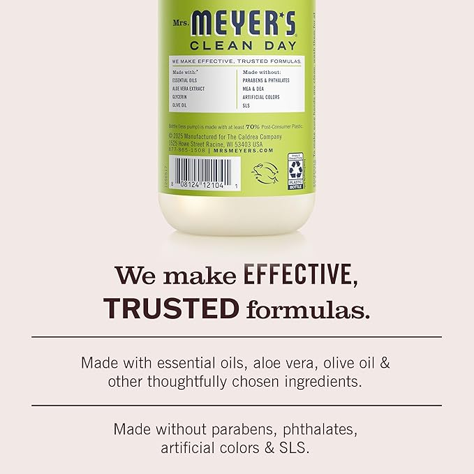 MRS. MEYER'S CLEAN DAY Hand Soap, Made with Essential Oils, Lemon Verbena, 12.5 fl. oz