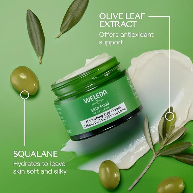 Weleda Skin Food Face Care Nourishing Day Cream,1.3 Fluid Ounce,Plant Rich Moisturizer with Olive Leaf Extract,Squalane and Chamomile,(Pack of 2)