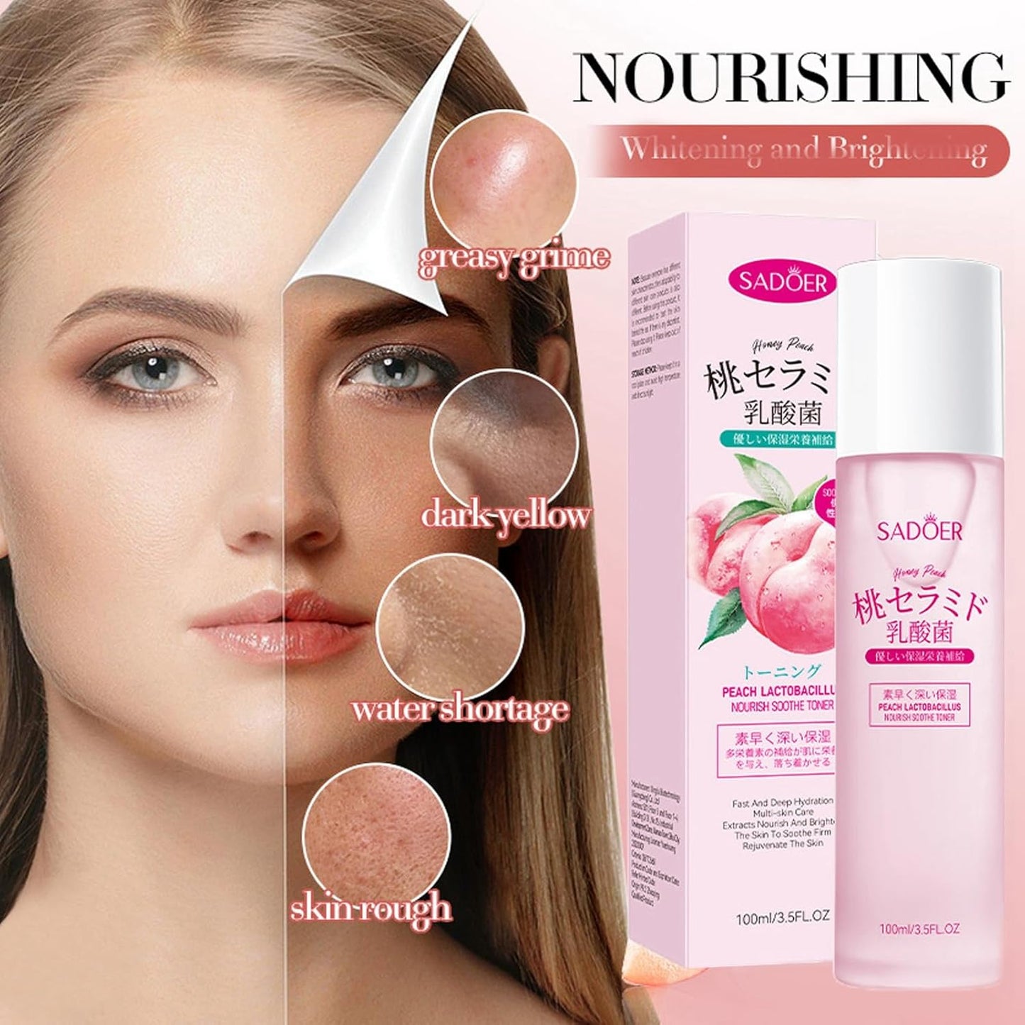 Peach Skincare Sets For Teen Girls, Complete Skin Care Routine With Facial Moisturizer, Face Cleanser, Face Mask, Peach Serum, Hand Cream & Toner, 7-In-1 Facial Skincare Set For Women