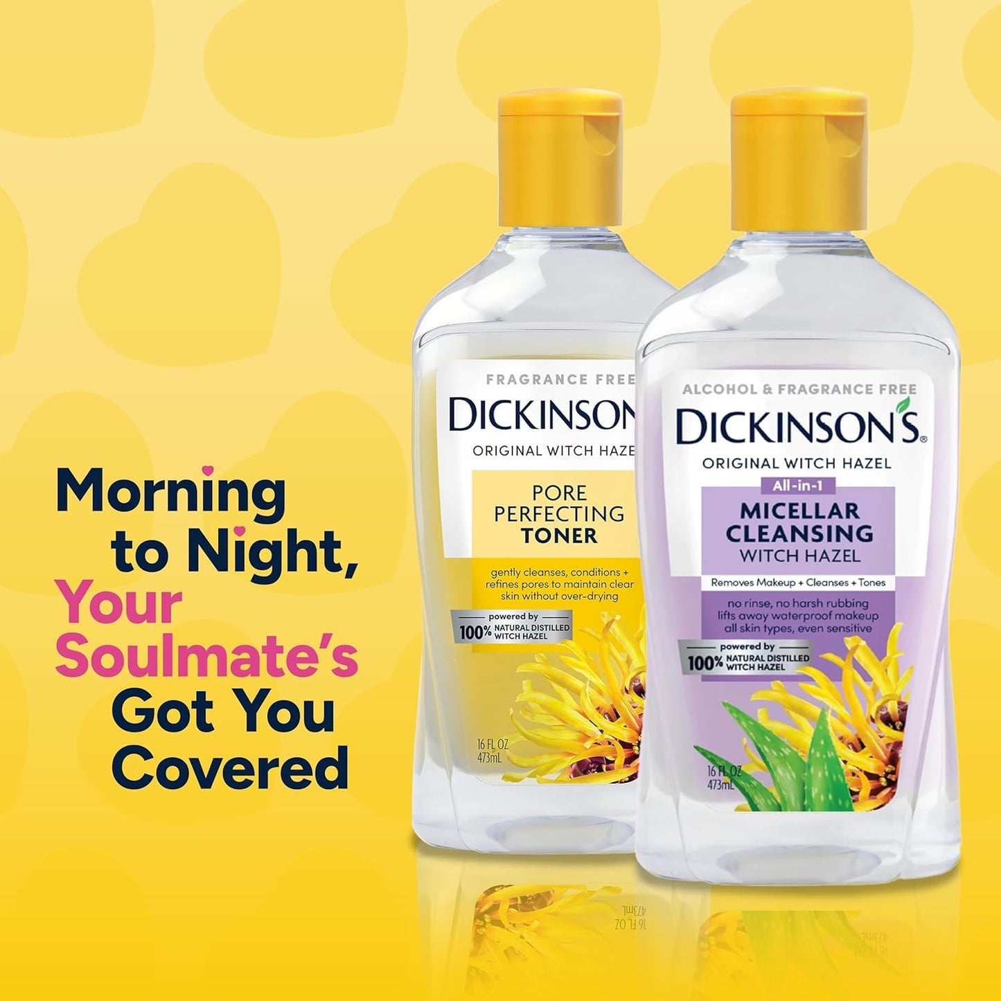 Dickinson's Micellar Cleansing Witch Hazel | 100% Natural Distilled Witch Hazel | Alcohol & Fragrance Free | Makeup Remover, Skin Cleanser, Facial Toner | Removes Dirt, Oil, Makeup | 8 Fl Oz