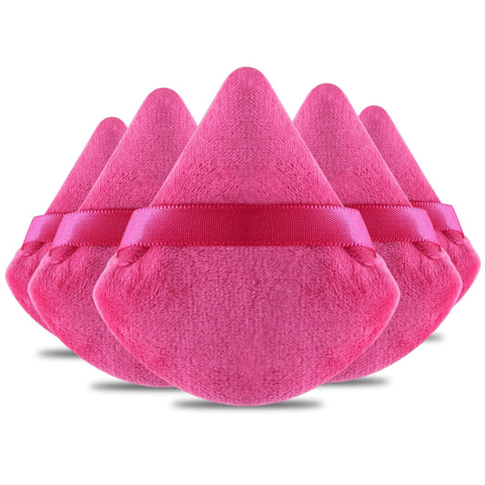 Powder Puffs Daubigny 6 Pieces Powder Puff Face Soft Triangle Makeup Puff for Loose Powder Mineral Powder Body Powder Velour Cosmetic Foundation Blender Sponge Beauty Makeup Tools(Rose Red)