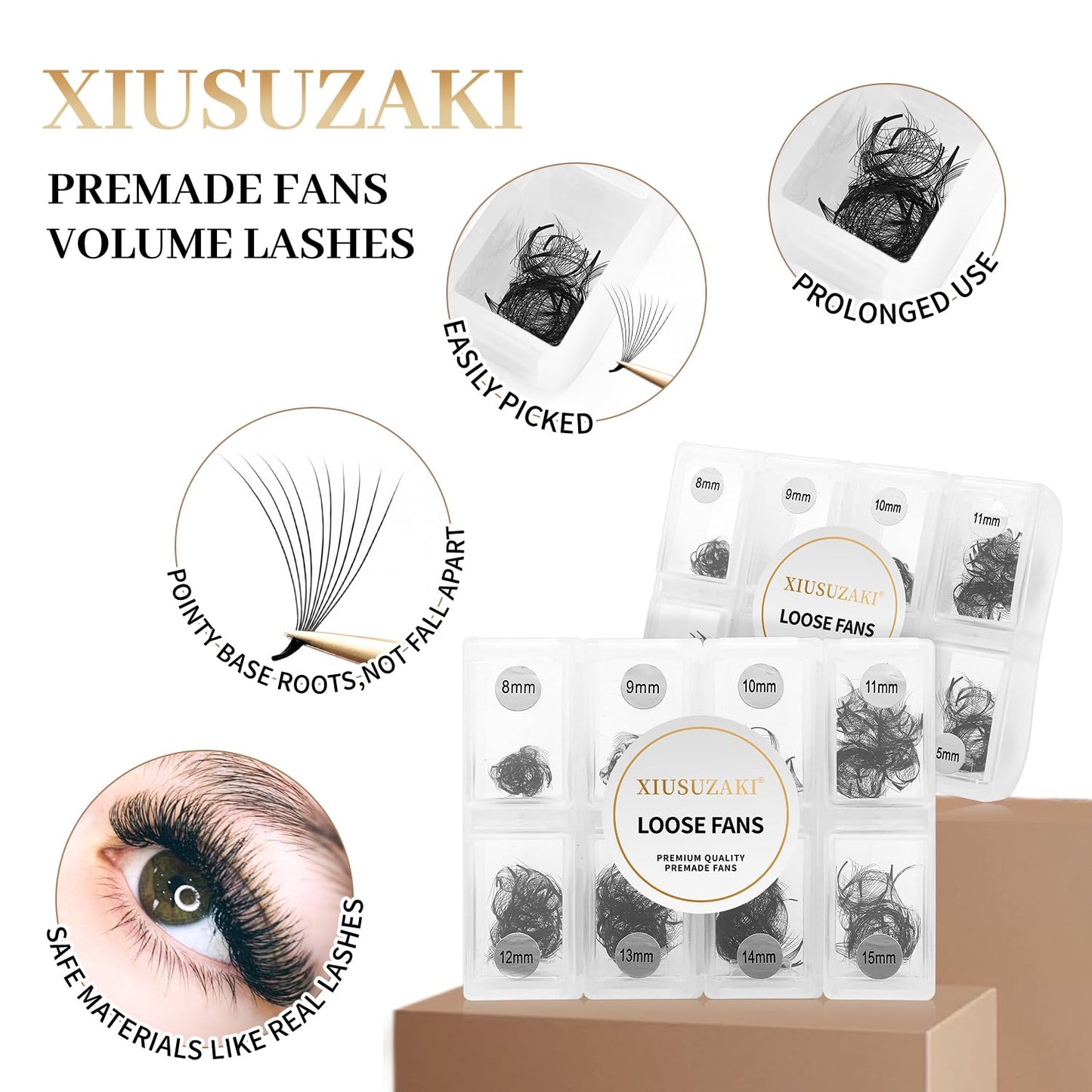 Premade Fans Eyelash Extensions 600 Fans 20D Volume Lash Extensions 0.05 Thickness Soft Fluffy Black False Eyelash