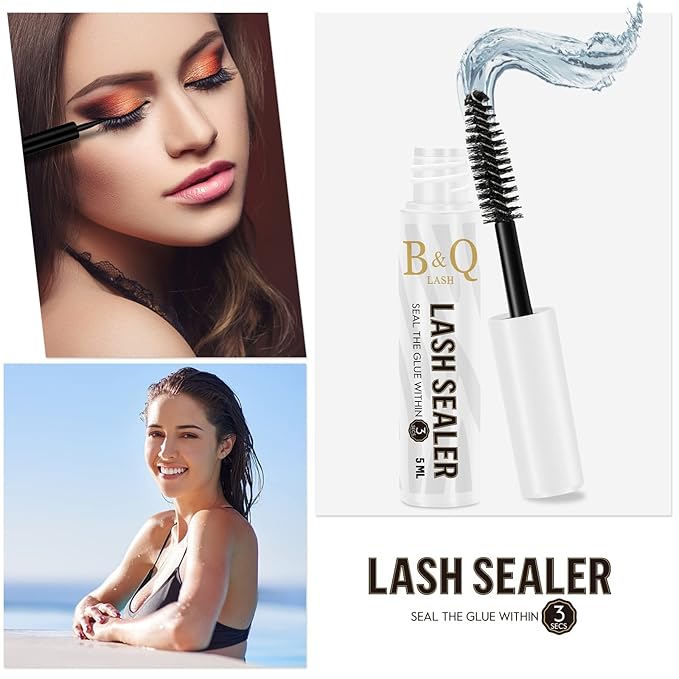 B&Q Lash Clusters Overnighter 10ML Lash Sealer for Cluster Lashes Clear Lash Extension Sealant Healthy Lash Sealant Longer Life Coating Lash Seal (Clear,10ml)