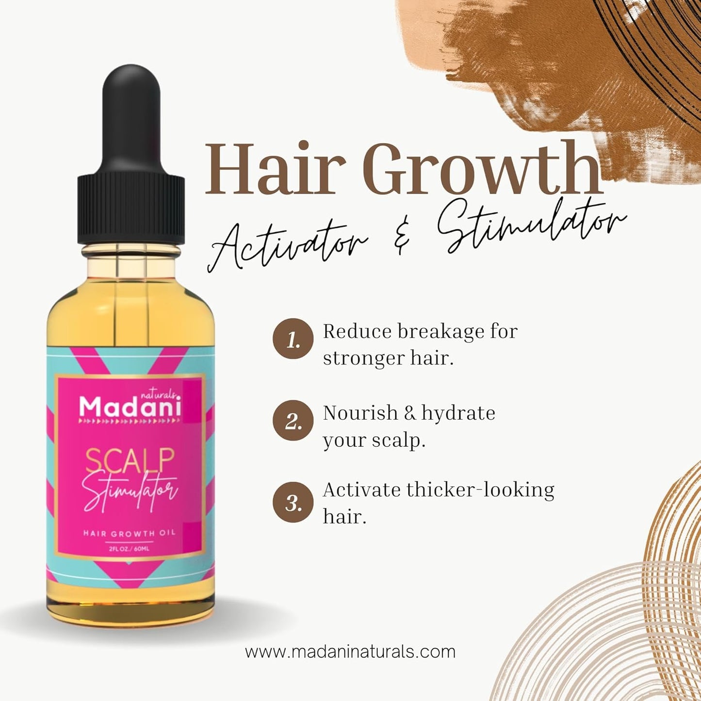 Scalp Stimulator Hair Growth Oil With Rosemary Oil & Mint - Hair Loss Treatment for Split End and Dry Scalp for All Hair Types, Strengthen Hair and Stop Hair Loss, 2-Fluid Ounces