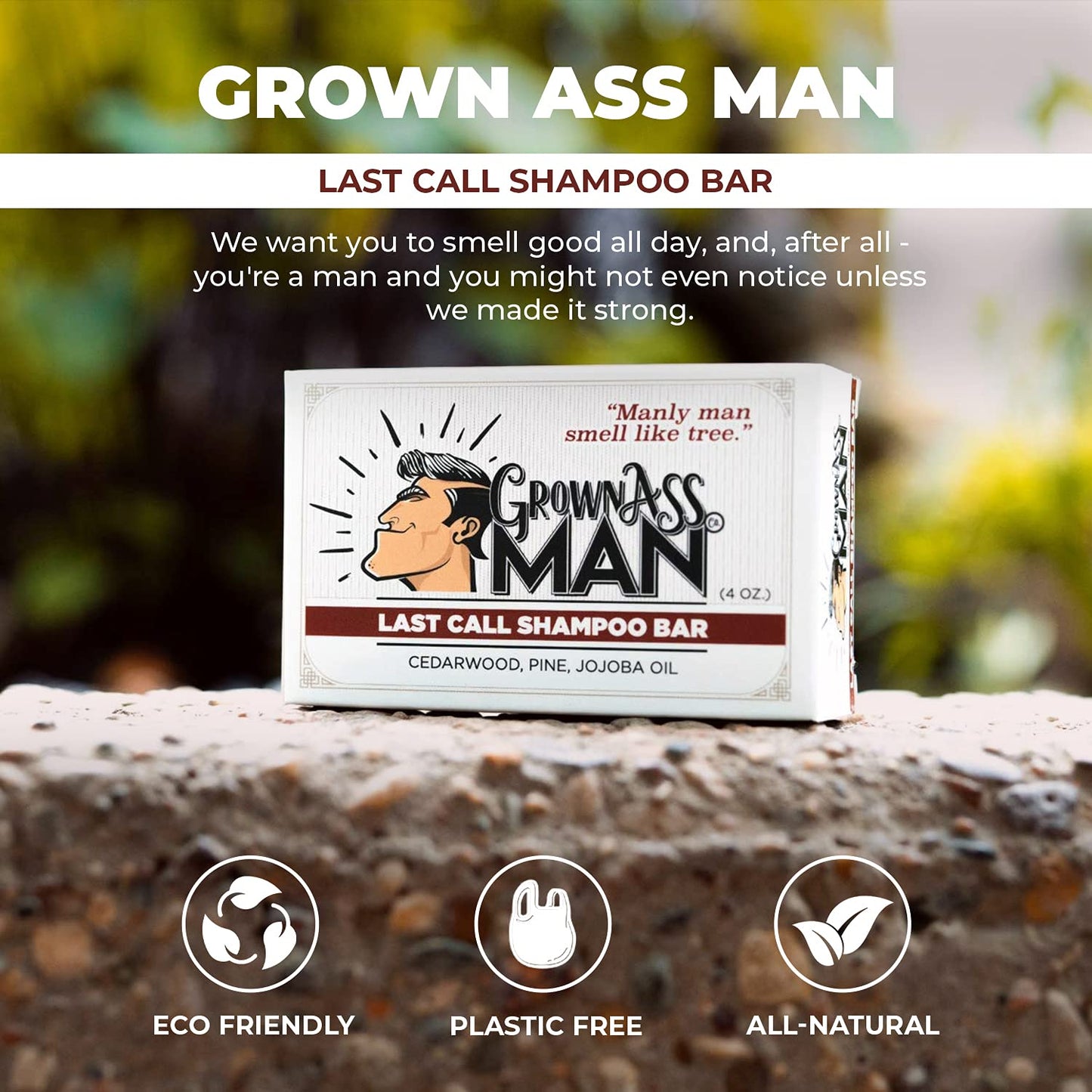 Solid Shampoo Bar Rich Lather 3 in 1: Hair, Beard & Body Wash - Plastic Free & Eco-Friendly, Natural & Organic Clean for All Hair Types, 4oz Bar (Last Call, Single)
