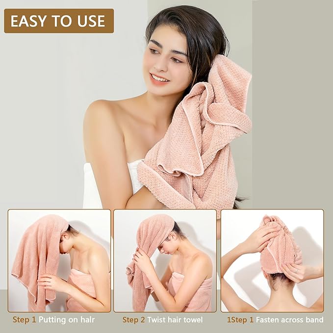 Microfiber Hair Towel Quick Dry Hair Towel Hair Drying Towels Suitable for All Kinds of Hair Ultra Absorbent Long and Thick Hair 24X48inch Green (1pcs)