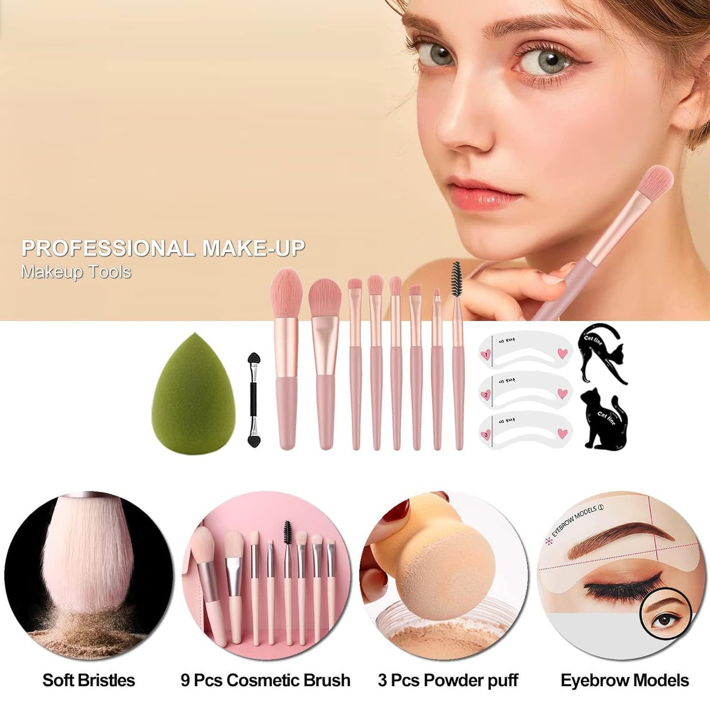 M All In One Makeup Kit, Makeup Kit for Women Full Kit,Multipurpose Women's Cosmetics Set,Beginners and Professionals Alike,Easy to Carry(DLS-Pink)