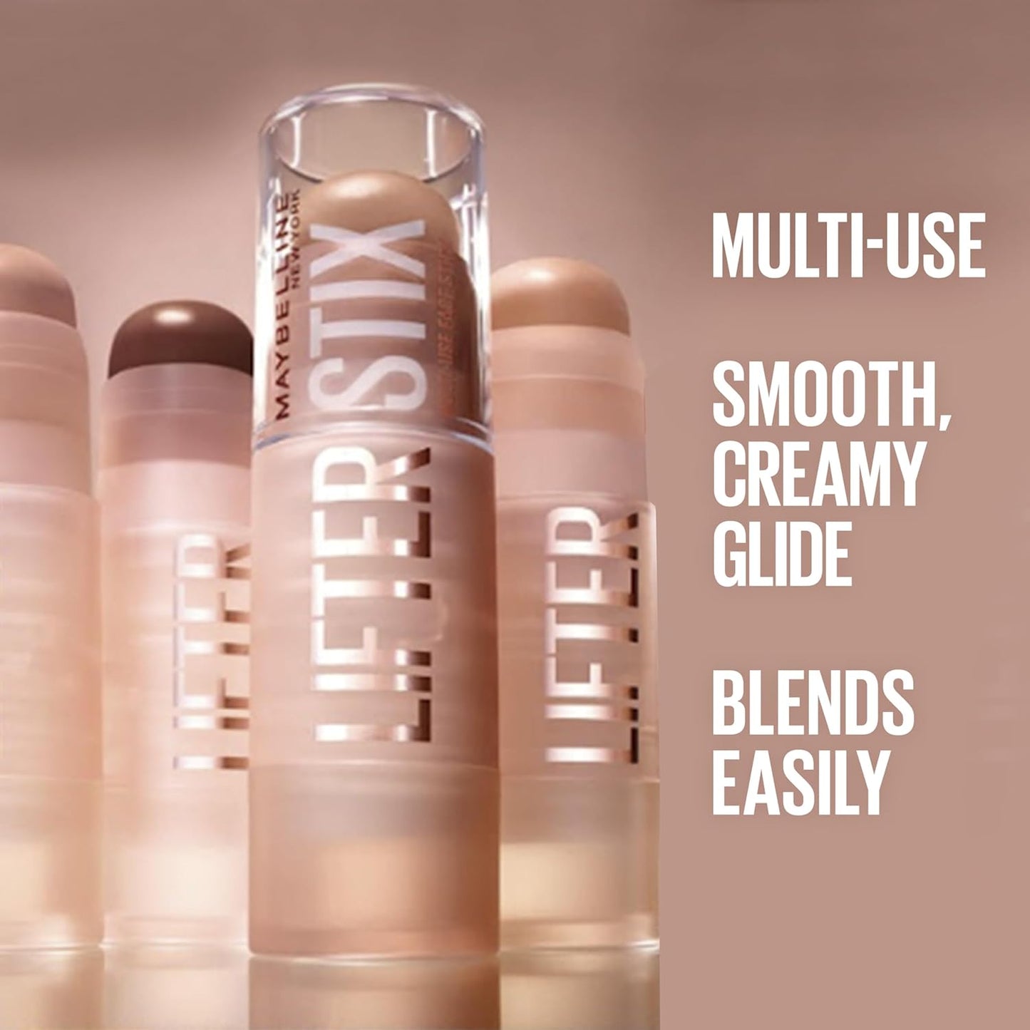 Maybelline Lifter Stix Multi-Use Face Stick - Contour, Bronzer, Concealer and Foundation Stick, All-In-One Creamy Face Makeup with Cranberry Seed Oil, 90, 1 Count
