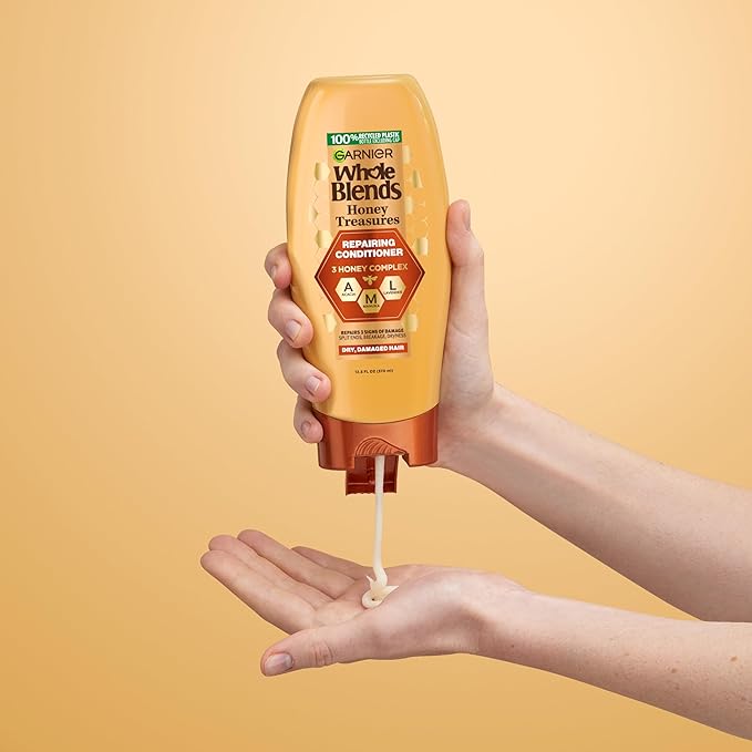 Garnier Whole Blends Honey Treasures Repairing Shampoo, for Dry, Damaged Hair, 3 Fl Oz (Travel Size), 1 Count (Packaging May Vary)