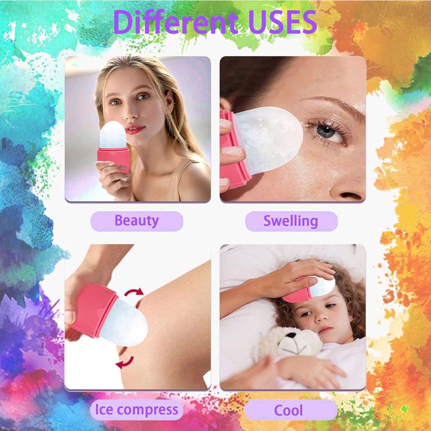 Ice Roller for Face and Eye, Ice face roller,Gua Sha Facial Tools, Facial ice roller, Skin Care Tools,Ice mold for face…(blue-face)