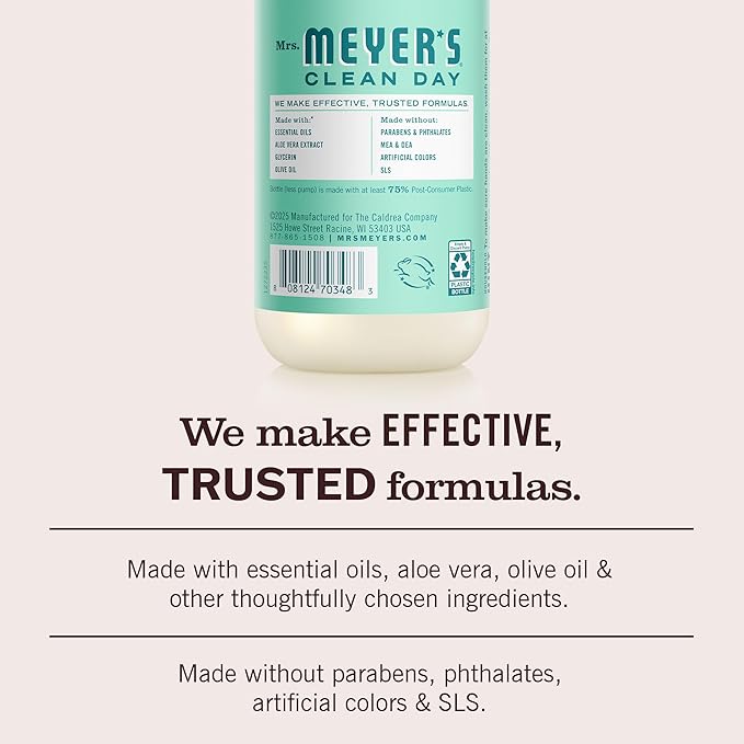 MRS. MEYER'S CLEAN DAY Hand Soap, Mint Scent, 12.5 Fl Oz Bottle