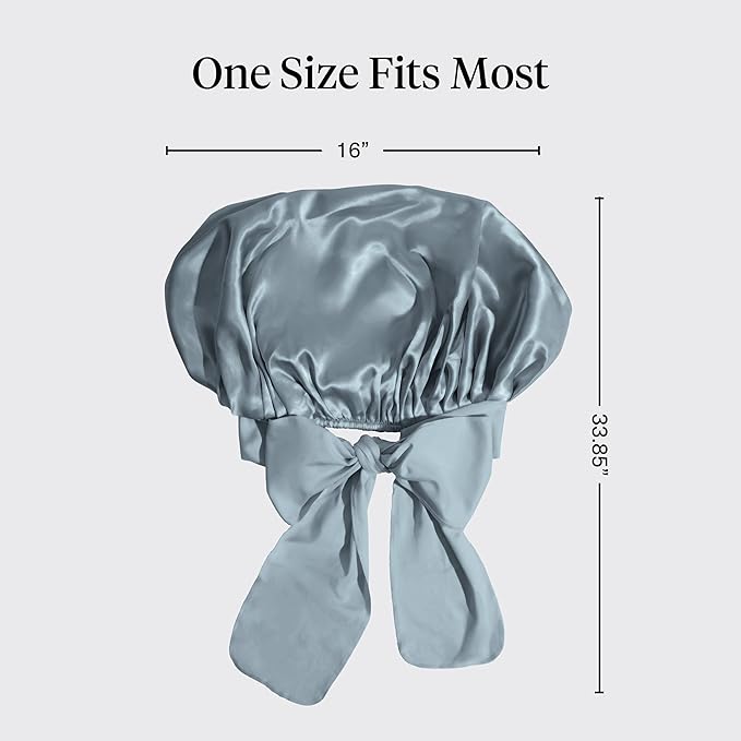 Kitsch XL Satin Bonnet for Sleeping - Softer Than Silk Bonnet For Sleeping Women - Secure Fit, Adjustable, Night Cap For Curly & Textured Hair - Prevents Breakage, Tangles & Thinning - Haze Blue