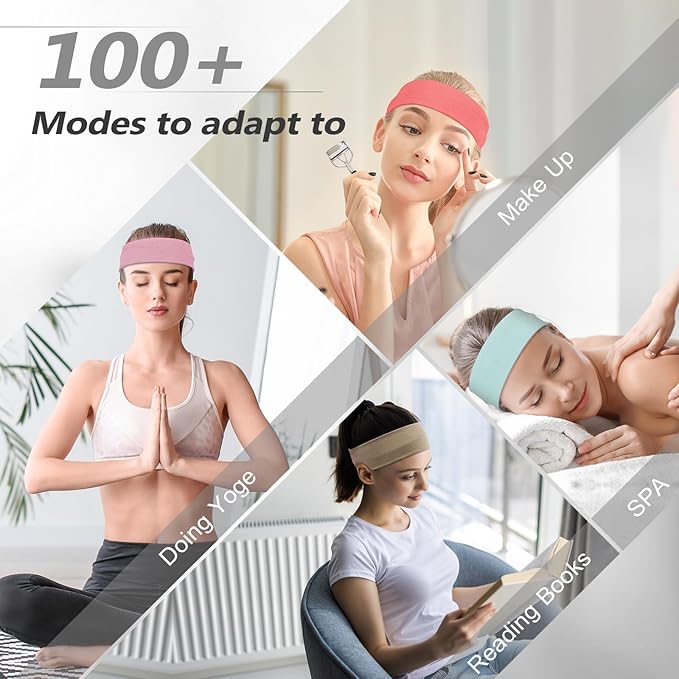 Headbands for Women, Stretchy Non Slip Soft Cotton Cloth Hair Bands for Sports, Workout, Yoga and Running, 7pcs