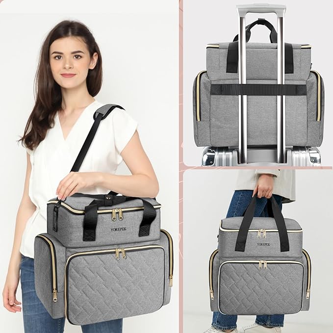 YOREPEK Nail Polish Organizer Case Holds 96 to 100+ Bottles (15ml/0.5 fl.oz) UV lamp, Extra Large Nail Polish Holder with Support Board for Easy Access, Gel Kit Bag For Manicure Tools, Grey