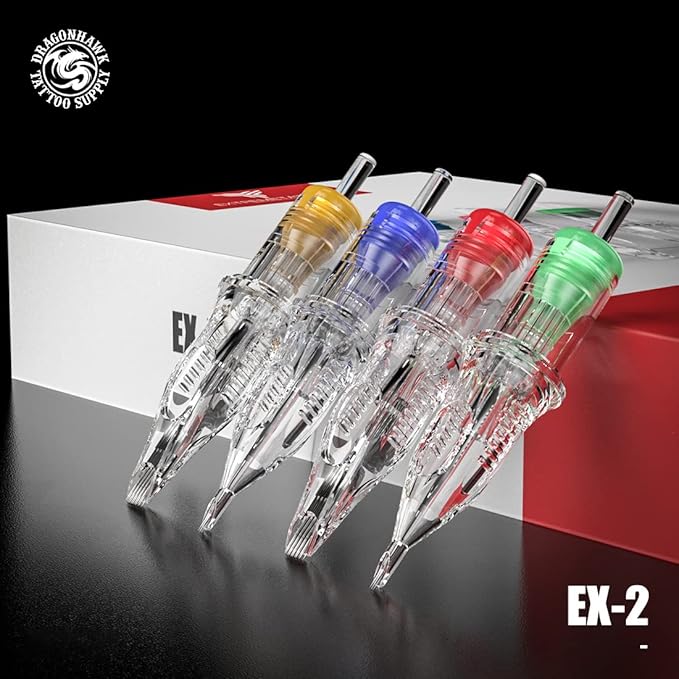 Dragonhawk Extreme Tattoo Needles - 20PCS Disposable 1207RM Round Magnum Cartridges Needles for Soft Blending High-Carbon Steel Tattoo Artist