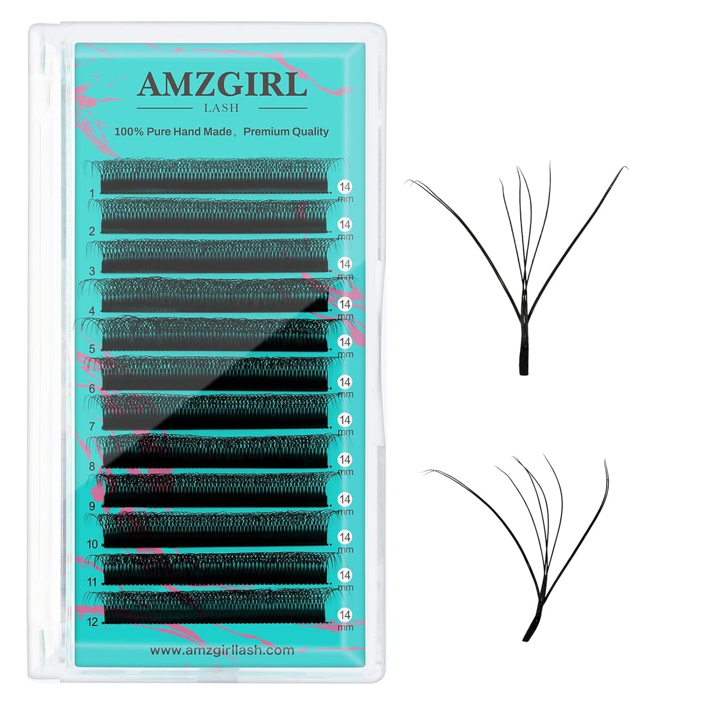 Classic Lash Extensions Cashmere Volume Lash Extensions C Curl 8DW Premade Eyelashes Mixed and Single Tray,Soft and Dense Rapid Blooming Lashes,Eyelash Extensions for Professional Use(14mm)