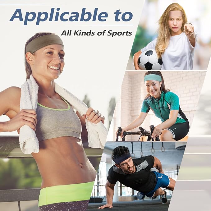 Headbands for Women, Stretchy Non Slip Soft Cotton Cloth Hair Bands for Sports, Workout, Yoga and Running, 7pcs