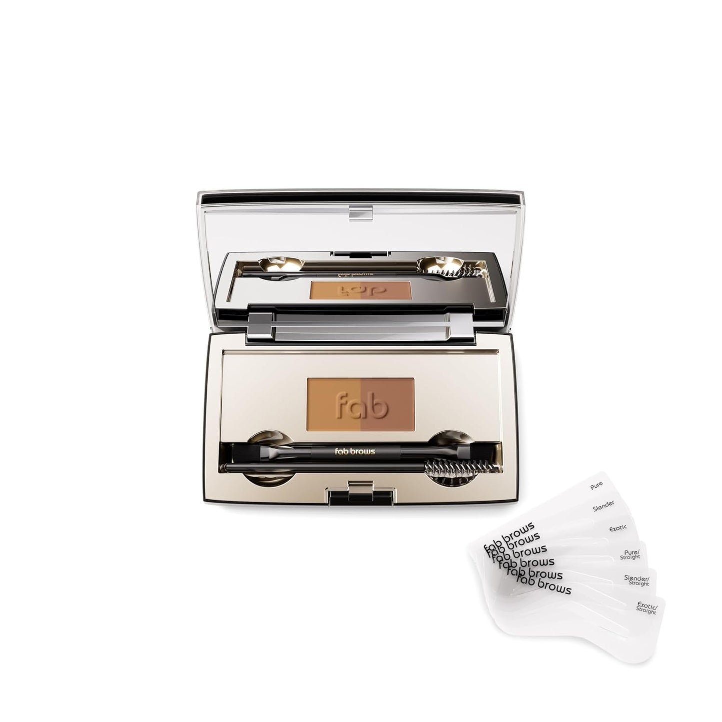 Duo Eyebrow Kit - Ultimate Brow Kit with Compact Powder Mirror and Waterproof Eye Makeup Contour Palette Set (Dark Brown/Chocolate Brown)