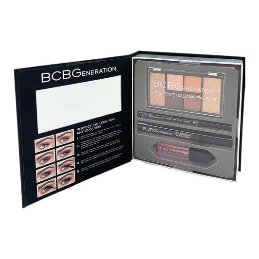 Natural Complete Eye and Lip Set - Includes Eyeshadow Palette, Eye Liner, Mascara, Lip Oil - 4 pcs