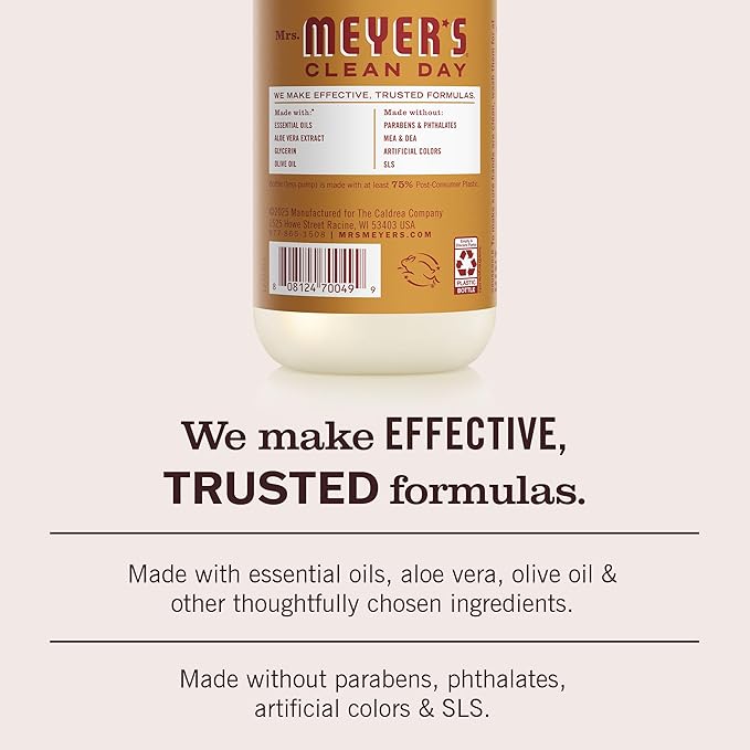 MRS. MEYER'S CLEAN DAY Hand Soap, Apple Cider Scent, 12.5 Fl Oz Bottle - 3 Pack