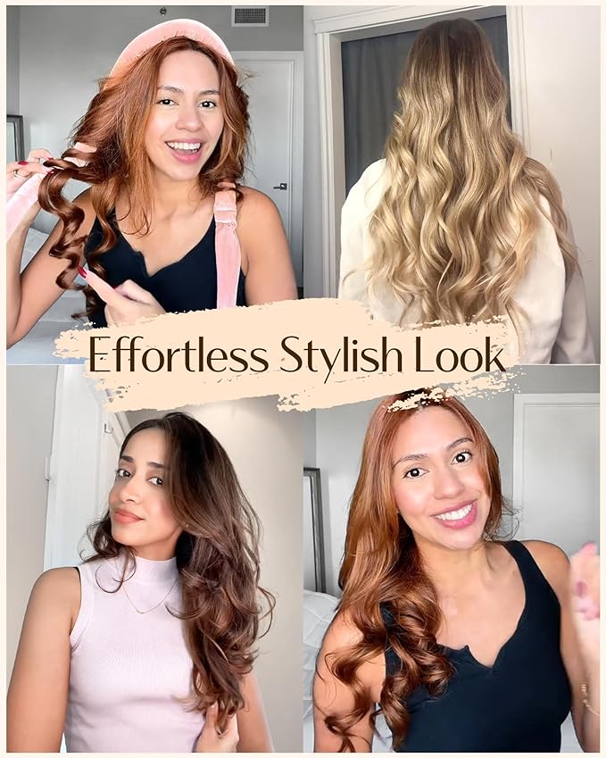 Yanibest Heatless Hair Curler, No Heat Hair Curlers to Sleep in, Overnight Satin Heatless Curling Set with Hair Scrunchies Clip, for All Hair types