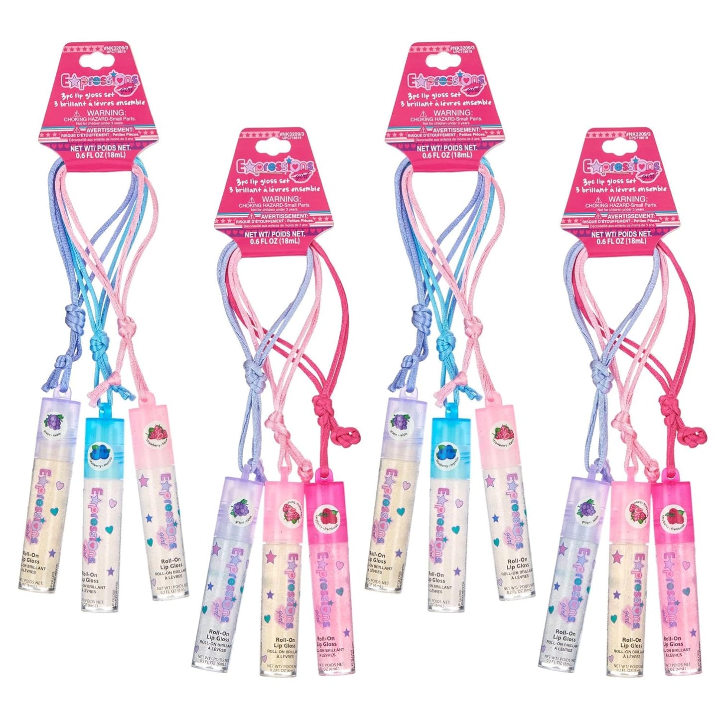 12pc Lip Gloss Necklace, Fruit Flavored Lip Gloss Set, Lip Gloss Value Pack, Teen Girls Party Favors, Non Toxic Lip Gloss Necklaces For Girls