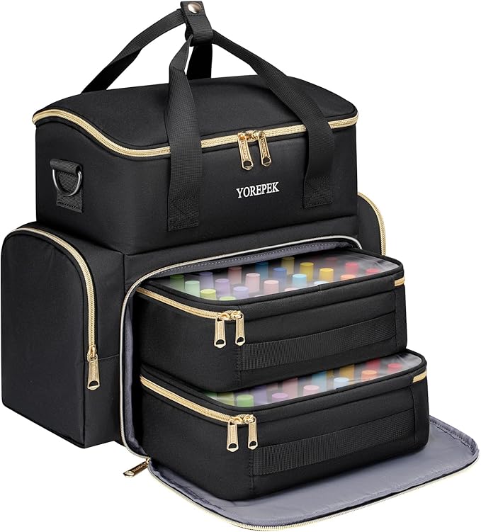 YOREPEK Extra Large Nail Polish Organizer Case Holds 48 to 100+ Bottles (15ml/0.5 fl.oz) UV lamp, Gel Polish Travel Case Bag with 2 Removable Pouches Fits Nail Suppiles, Gifts for Manicurist, Girls