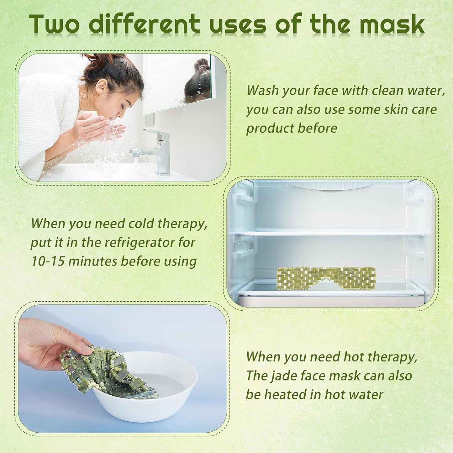 SATINIOR Jade Eye Mask Stone Eye Mask Hot or Cold Using Jade Mask Green Jade Facial Eyes Sleeping Mask Relief Eye Cover for Women Men Soothing, Cooling and Relieving