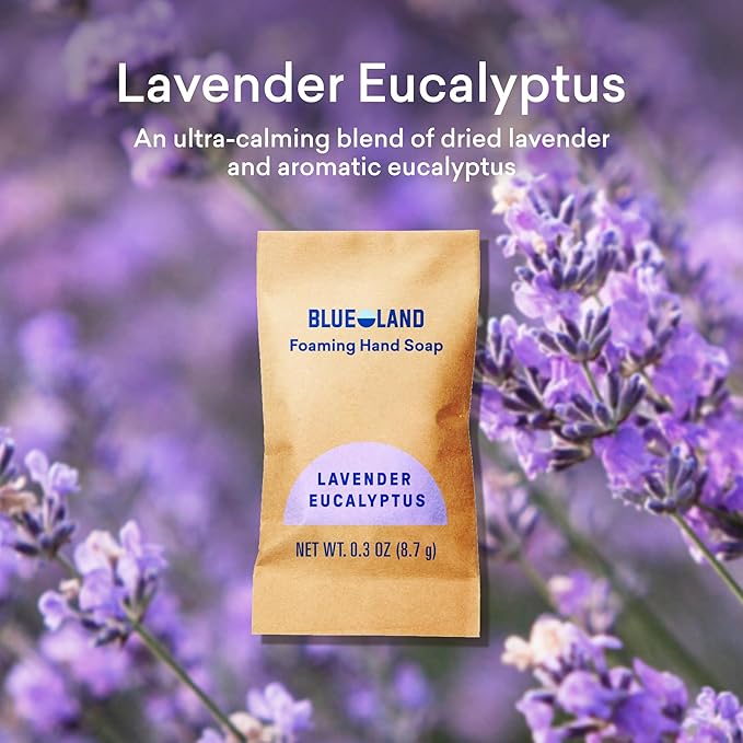BLUELAND Foaming Hand Soap Refill Tablets, 10-Pack, Lavender Eucalyptus Scent, Eco Friendly Cleaning Products, 10 x 9 Fl oz