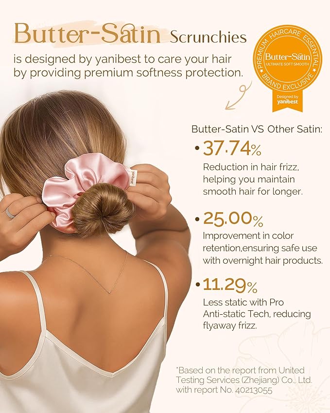 Yanibest 8 Pcs Satin Scrunchies - Silk Scrunchies Ponytail Holders, Soft Satin Hair Ties No Damage, Hair Accessories for Women