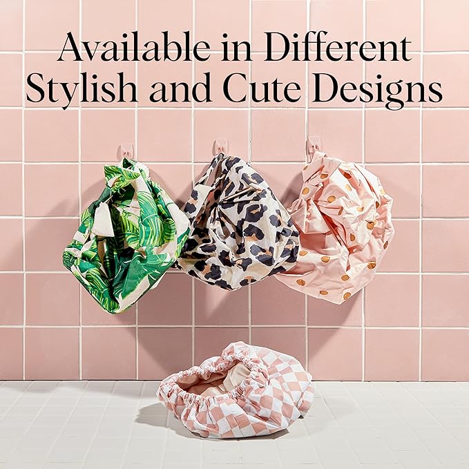 Kitsch Luxury Shower Caps for Women Reusable Waterproof - Large Shower Cap for Women, Non-slip, Quick-dry Hair Cap for Long and Short Hair, Comfortable and Stylish Design - Leopard