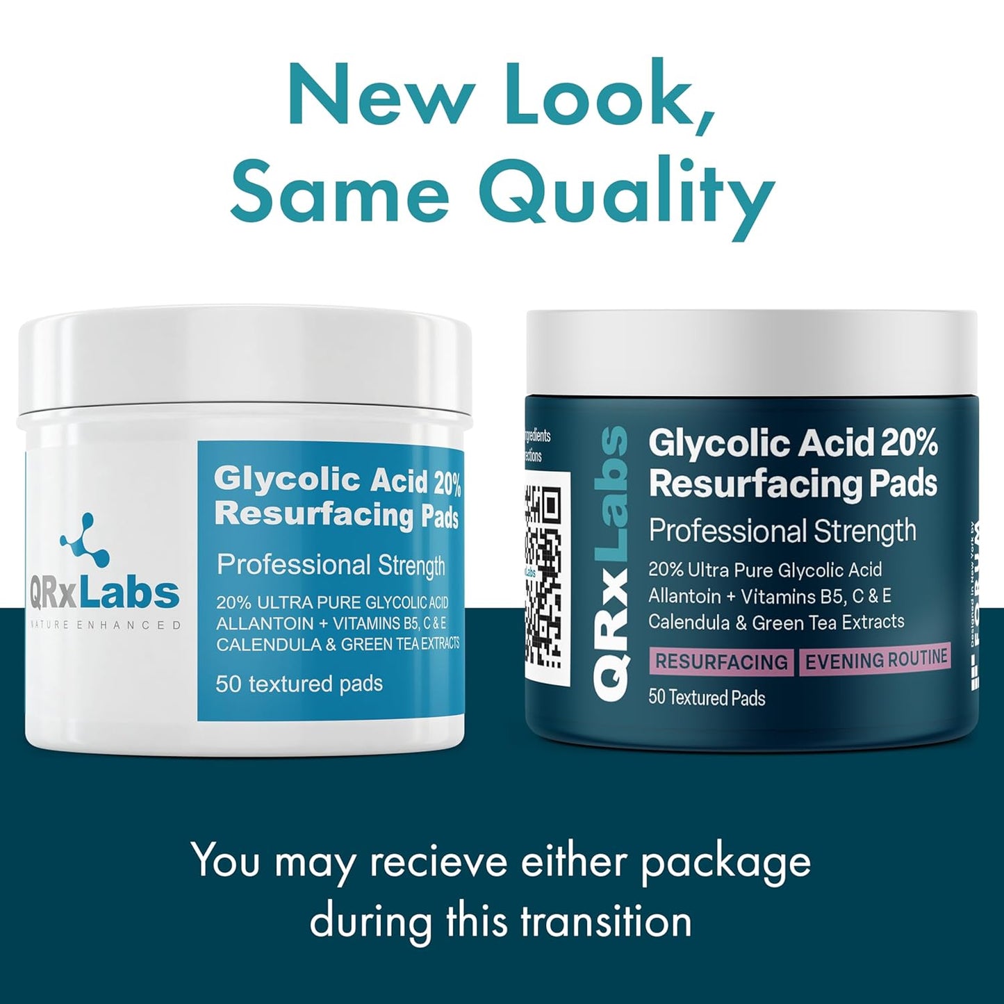 Glycolic Acid 20% Resurfacing Pads for Face & Body with Vitamins B5, C & E, Green Tea, Calendula, Allantoin - Exfoliates Surface Skin and Reduces Appearance of Fine Lines and Wrinkles - 2PK