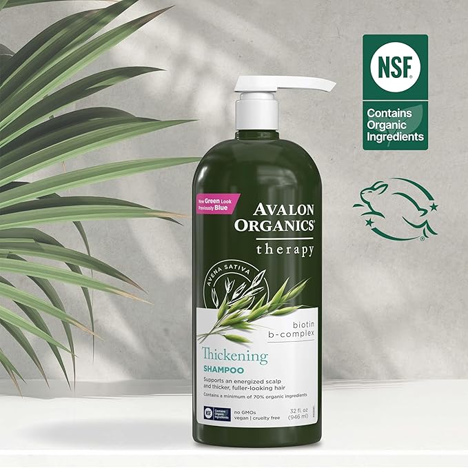 Avalon Organics Therapy Biotin B-Complex Thickening Shampoo,32 oz,(Pack of 2)