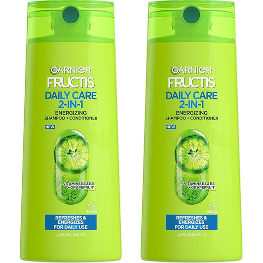 Garnier Fructis Fortifying 2-in-1 Shampoo and Conditioner for Stronger-Looking Hair with Touchable Softness, Daily Hair Care for Men and Women, Vegan, Paraben-Free 22 Fl Oz, 2 Count
