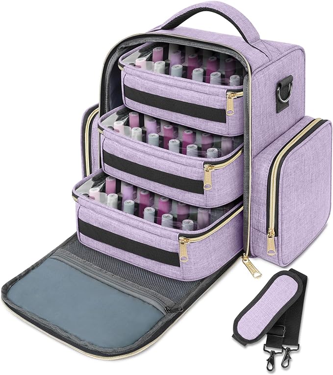 YOREPEK Nail Polish Organizer Holds Up to 72 Bottles (15ml - 0.5 fl.oz) and Nail Lamp, Nail Polish Storage with 3 Removable Pouches & Multiple Storage Sections for Manicure Set, Gifts for Manicurist