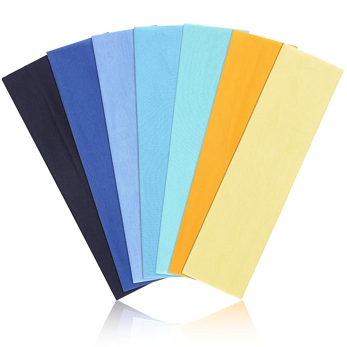 Headbands for Women, Stretchy Non Slip Soft Cotton Cloth Hair Bands for Sports, Workout, Yoga and Running, 7pcs