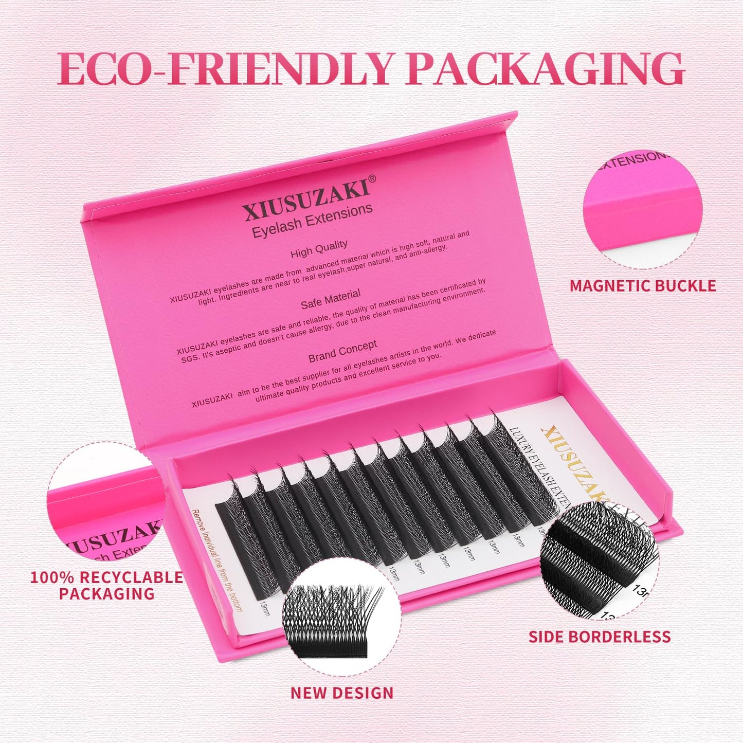 Lash Extensions Double Tips 3D Eyelash Extensions W Shape 0.07mm Thickness C Curl 9mm Premade Fans Easy Fan Volume Matte Black Crisscross Eyelashes(W-3D-Double Tips-0.07-C,9mm)
