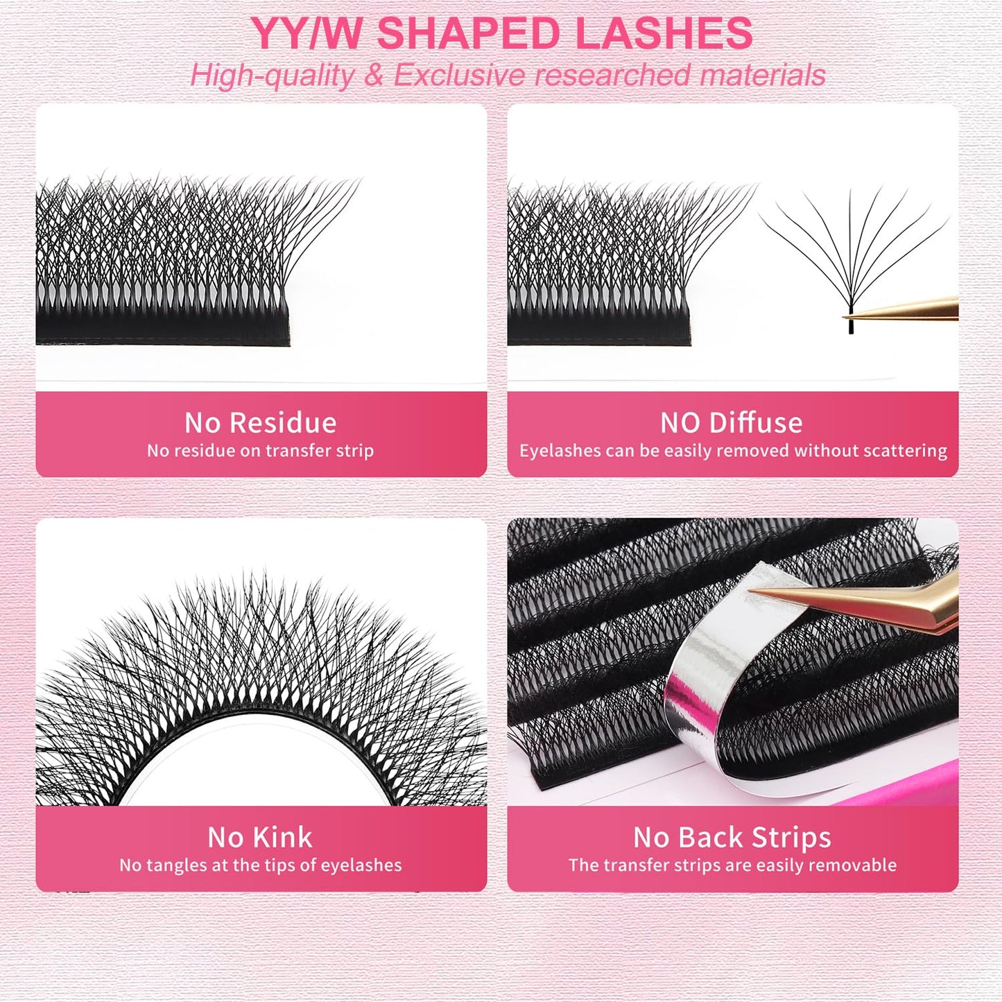 W Lash Extensions Supplies 8D Eyelash Extensions W Shape 0.07mm Thickness D Curl 13mm Premade Fans Easy Fan Lashes Volume Matte Black 12 Rows Crisscross Eye Lashes(W-8D-0.07-D,13mm)