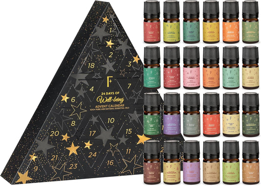 Folkulture Essential Oils Set for Diffuser for Home | Set of 24 Essential Oils | Vanilla, Rosemary, Peppermint | Fragrance Oil Scents for Gifts for Women | Wellness Gift Set