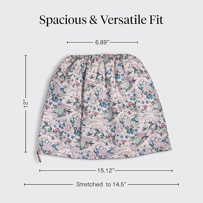 Bridgerton x Kitsch Satin-Lined Flexi Shower Caps for Women Reusable Waterproof - Large Wide Shower Cap for Women & Men, Adjustable, Stylish Hair Cap for Showers, For Long & Short Hair - Wisteria