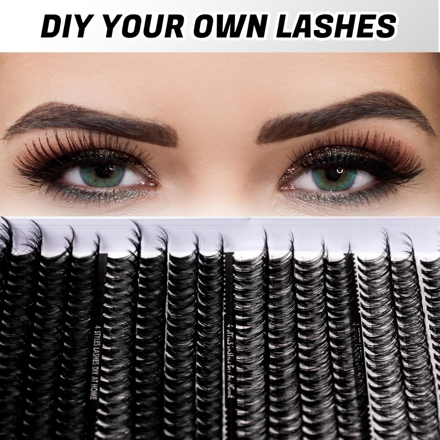 Lash Clusters 320pcs Lash Extension Kit 30D 40D 80D 100D Individual Lashes Kit 12-20mm Eyelash Extension Kit with Lash Bond&Seal,Lash Remover and Lash Tweezers for Easy Use(30/40/80/100D-0.07D Kit))