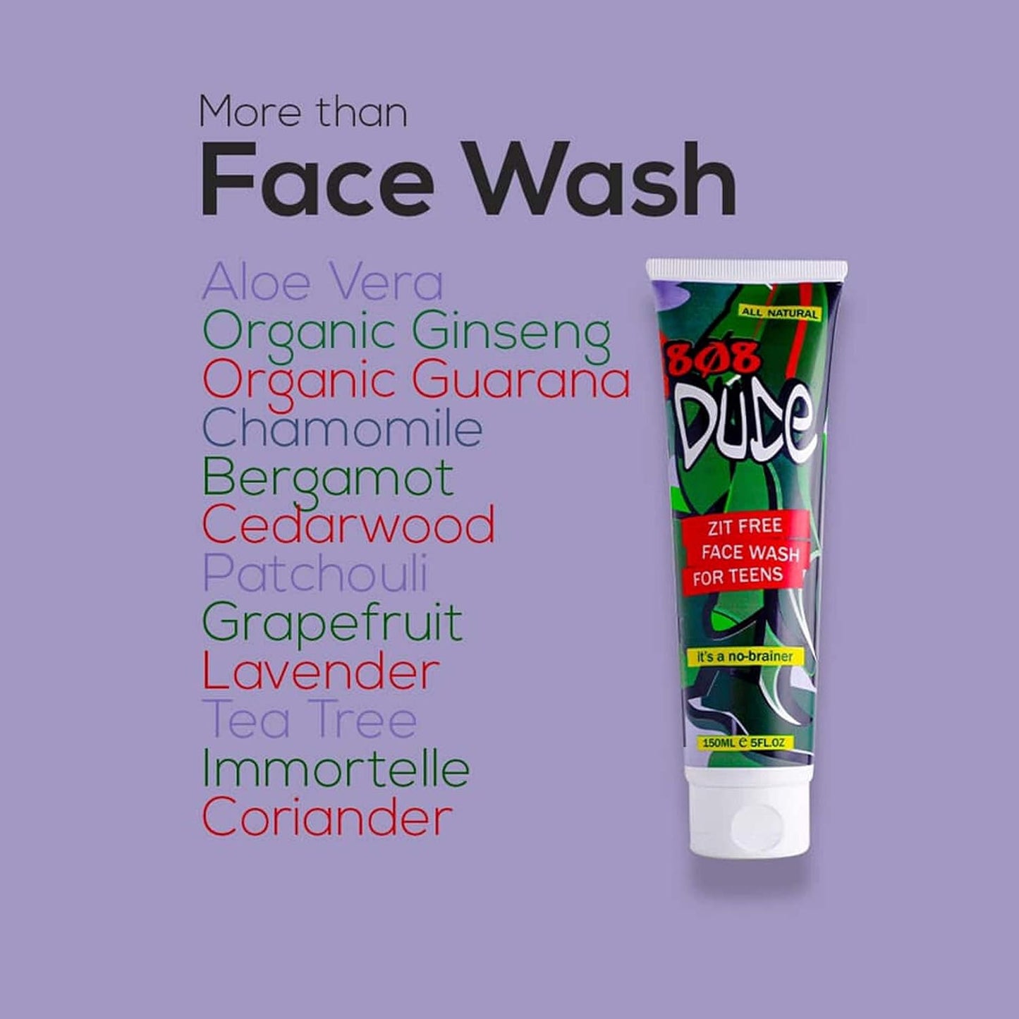 Skincare Kit for Teens. Shampoo and Body Wash, Face Wash and Deodorant to Prevent Breakouts and Eliminate Body Odor with Eco-Friendly Cotton Toiletry Bag