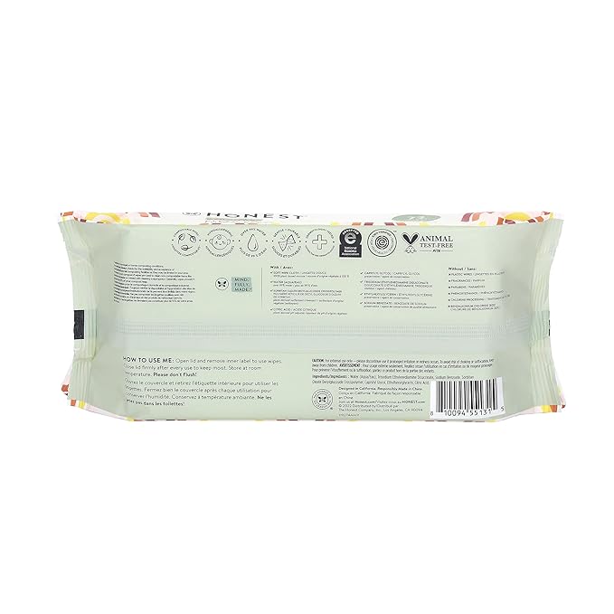 The Honest Company Hypoallergenic Multi-Use Baby Wipes for Sensitive Skin, Geo Mood, 60 Count