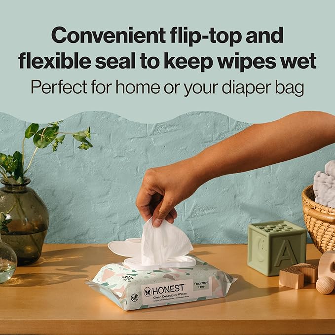 The Honest Company Unscented Wipes Over 99% Water Compostable Plant-Based Baby Hypoallergenic for Sensitive Skin EWG Verified Geo Mood 648 Count